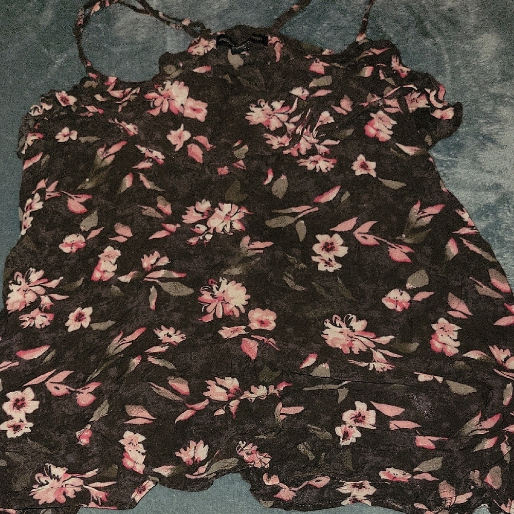 Floral Black and Pink Women's Top